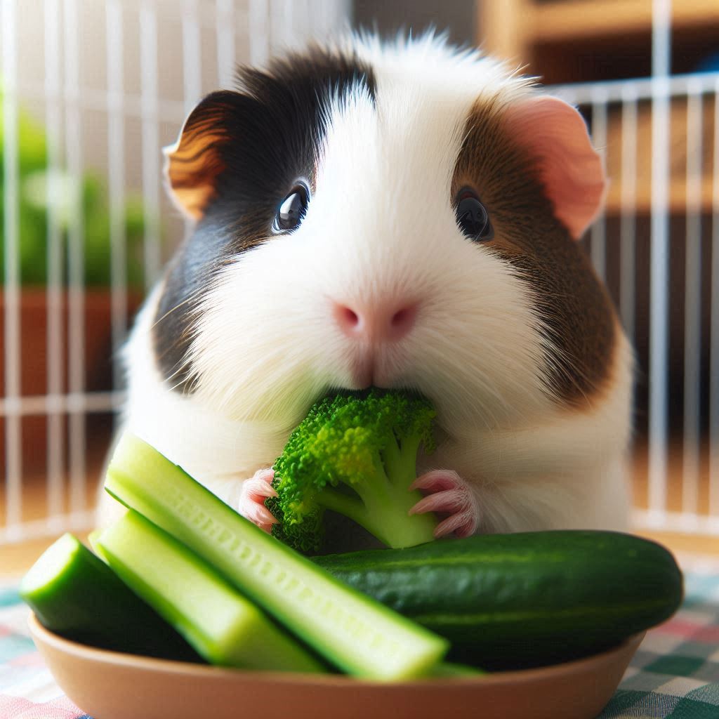 Traveling with Guinea Pigs, A guinea pig enjoying fresh vegetables in a playpen