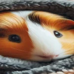 DIY Guinea Pig Winter Setup, A guinea Pig snuggled up in a fleece bed or blanket